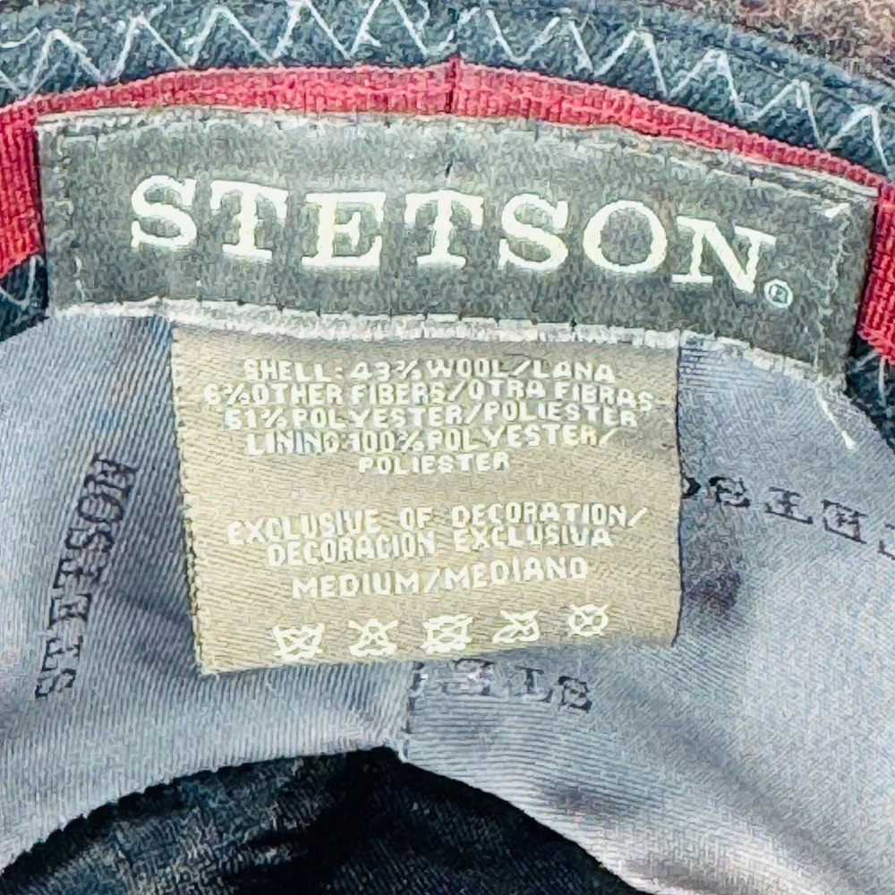 Stetson Wool Blend Fedora Safari Hat Brown‎ Felt Medium Outdoor Adventure Mens M